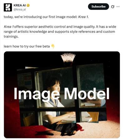 AI图像生成新王者!Krea 1发布,免费试用解锁无限创意