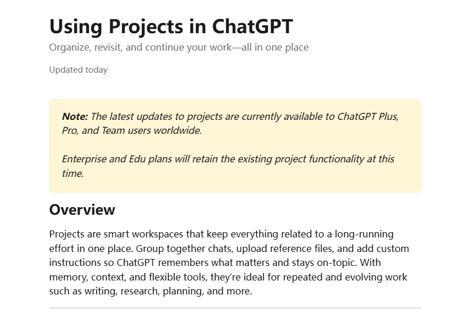 OpenAI重磅升级ChatGPT Projects：深度研究+语音模式