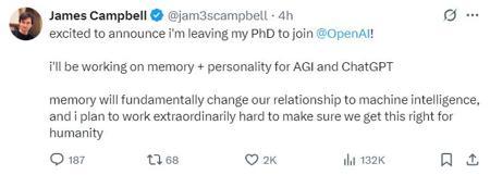 放弃博士学位加入OpenAI,他要为ChatGPT和AGI引入记忆与人格