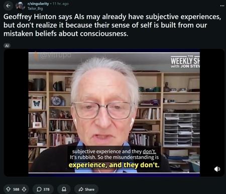 Hinton暴论：AI已经有意识，它自己不知道而已