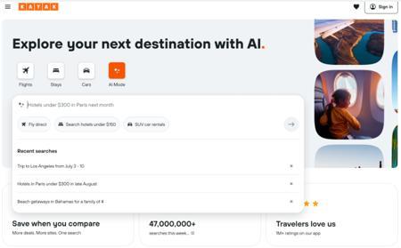 旅行搜索引擎Kayak推出 “AI 模式” 旅行规划与预订更便捷
